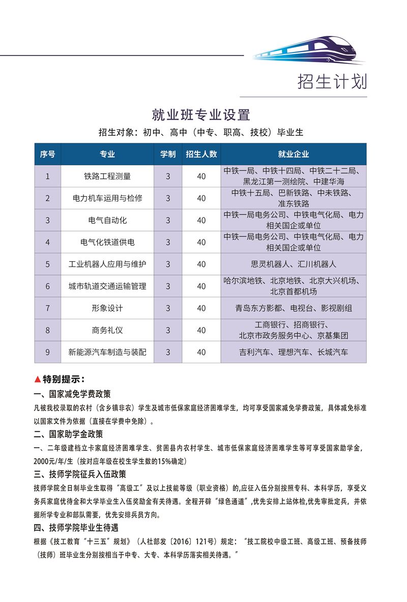 哈爾濱鐵道技師學(xué)院招生，