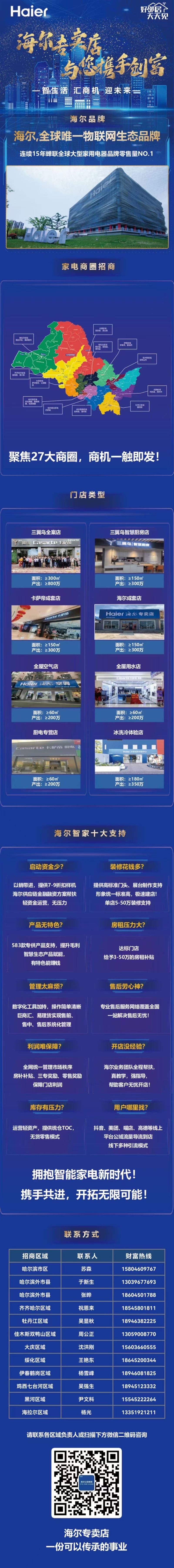 七臺河市海爾專賣店招商啦